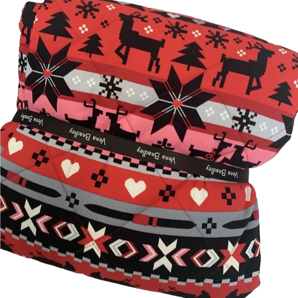 NWT Vera Bradley Blanket Throw Nordic Stripe Christmas Down quilted 55 X 72
